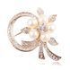 Брошка жіноча Вінець з перлинами металева золотиста на шпильці оздоблена прозорими стразами та доповнена декоративними перлинами (арт. br_a0197_01)
